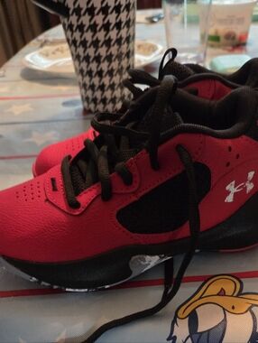 Brand New Under Armour Kids Red and Black Lace-Up Sneakers